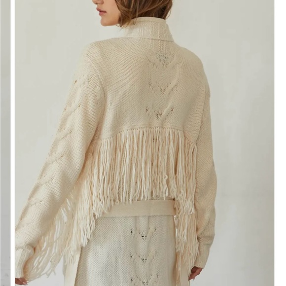 Boho Cream Sweater Duster - Picture 2 of 6